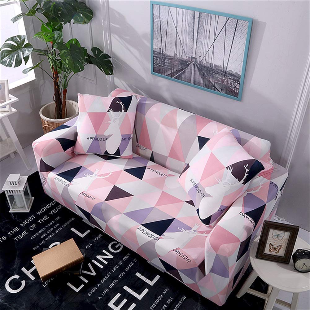 Stretch Sofa Cover 3 Seater - Elastic Polyester Spandex Printed Couch Covers - Universal Fitted Sofa Slipcover Couch Furniture Protector