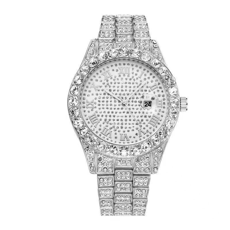 Large dial watch men's watch Roman scale steel strip men's watch Starry Sky business leisure calendar quartz watch