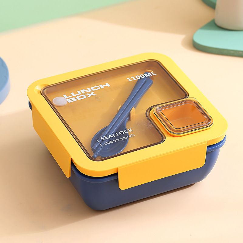 Handheld Compartmentalized Lunch Box Microwave Heat Student Lunch Box Office Worker Simple Light Food Lunch Box Kitchen Dining Storage Travel To-Go Food Containers
