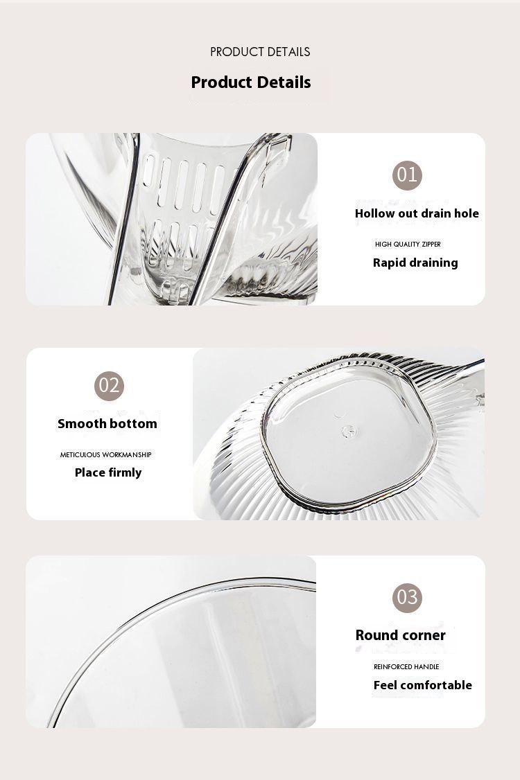 AUNONT Multifunctional draining basket household new kitchen dishes draining plastic storage fruit tray creative draining basket