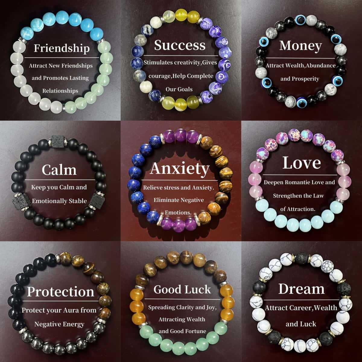 Fashion Three-element Natural Stone Beaded Bracelet Multi-style Tiger Eye Amethyst Bracelet Elastic Adjustable Versatile Hand Jewelry Casual Daily Party Gift for Women Men