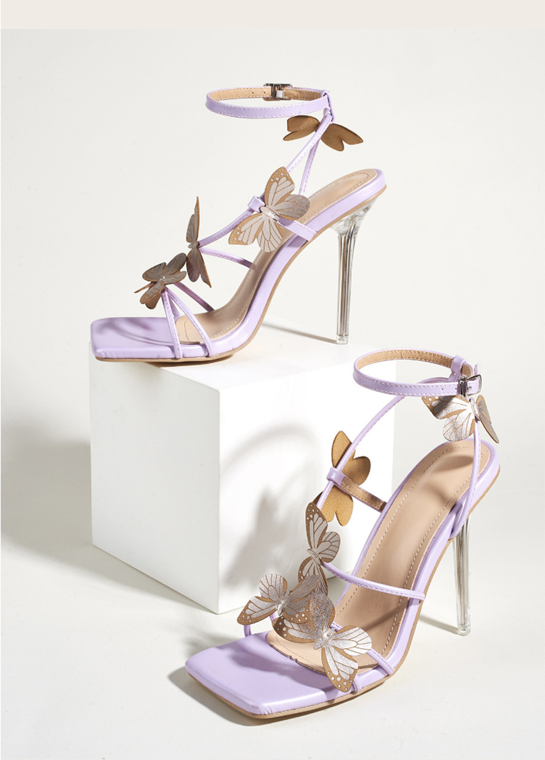 LZ-73 Women's Butterfly Applique Stiletto Heeled Sandals