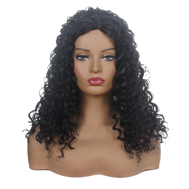 VEONAM Side Part Short Curly Wigs for Black Women Soft Black Big Curly Wig Kinky Curls Heat Resistant Natural Looking Synthetic Wig for African