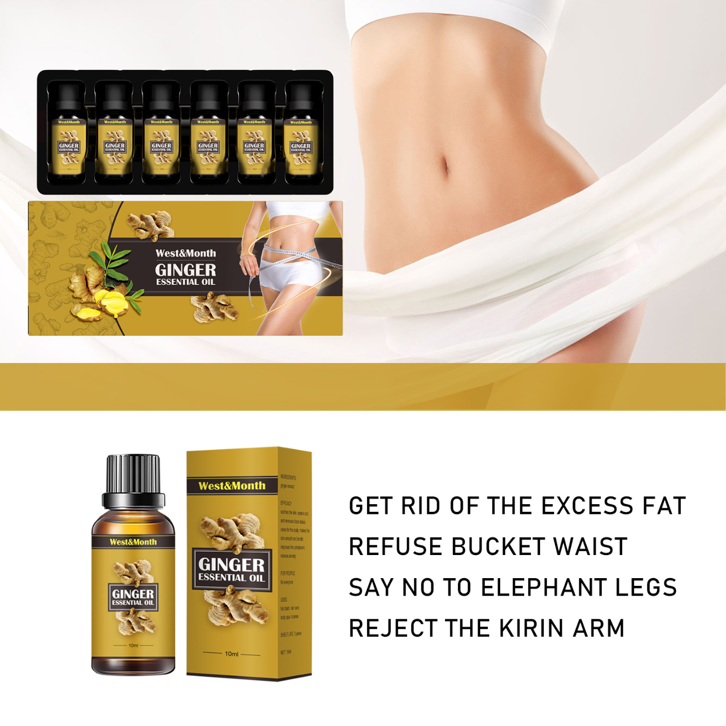 Ginger Oil Lymphatic Drainage Massage Oil, Belly Drainage Ginger Oil, Lymphatic Drainage Ginger Oil - Arnica Ginger Oil for Lymphatic Drainage, Plant Aroma Oil Ginger Essential Oil