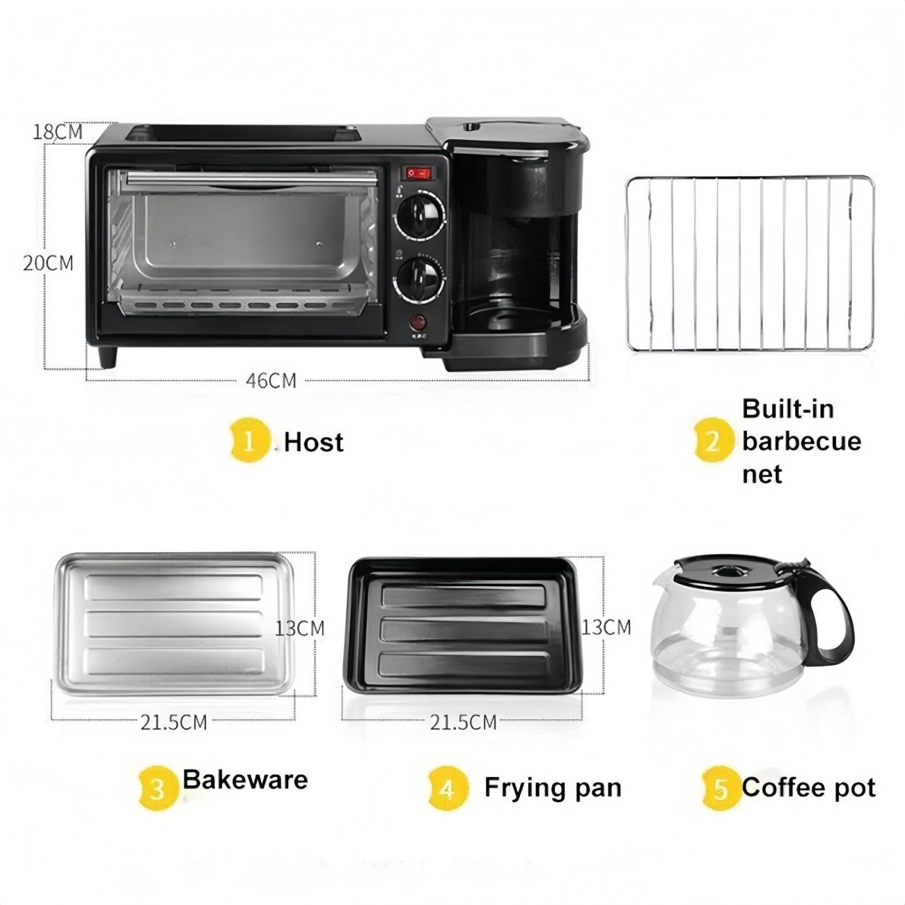 Multifunctional Digital Air Fryer+ Rotisserie, Dehydrator, Convection Oven,Breakfast Machine with Coffee Maker 17 Touch Screen Presets Fry, Roast, Dehydrate, Bake, XL 10L Family Size, Auto Shutoff, Large Easy-View Window, Black
