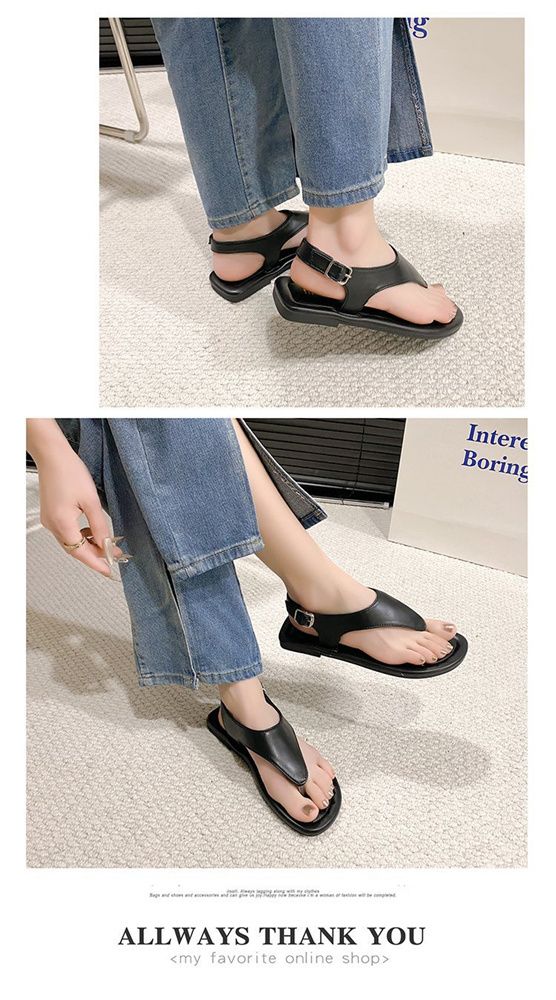 2025 summer new fashion breathable casual shoes buckle personality clip-toe flat shoes low top wear low top sandals
