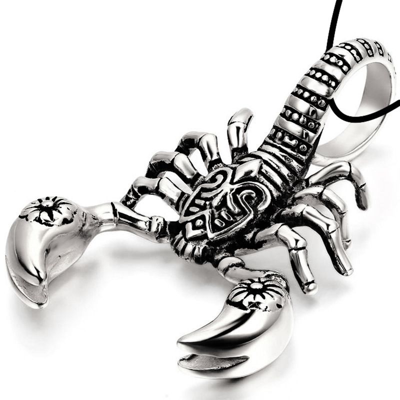 Necklace Scorpion pendant necklace, leather rope free shippingsilvery pendant+leather rope