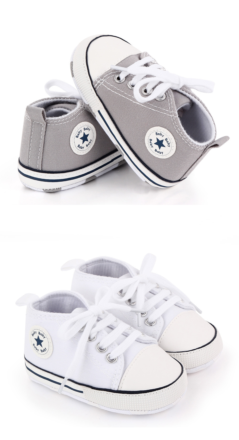 Baby Canvas Classic Sports Sneakers Newborn Baby Boys Girls Print Star First Walkers Shoes Infant Toddler Anti-slip 
