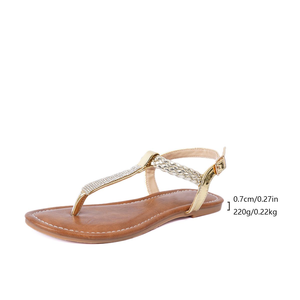 New 2025 European and American summer flip-toe sandals cross-border casual flat herringbone rhinestone sandals

