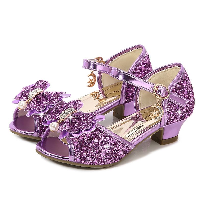 Dress Shoes Dreamy Girl's High Heels Children's Princess Sandals Bow Tie Children's Shoes Crystal Heeled Shoes