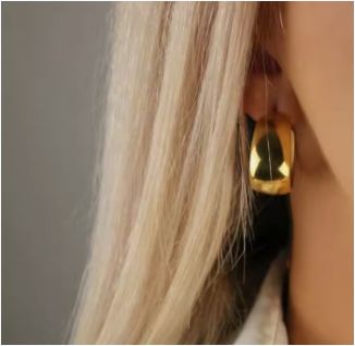 Eico The Latest European And American 18K Gold-Plated Smooth Semi-arc Women's Simple Earrings
