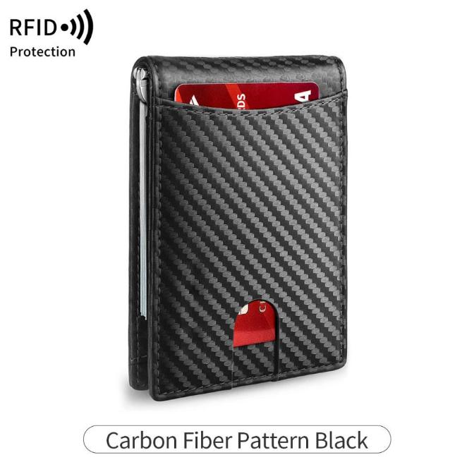 RFID carbon fiber men's wallet multifunctional ultra-thin mini 7-card slot/short card bag large capacity portable men's wallet