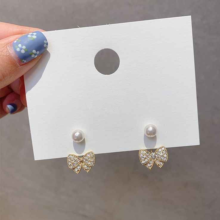 M905 Pearl Earring S925 Sliver Needle Earring Butterfly Drop Earrings Women Jewelry Earring