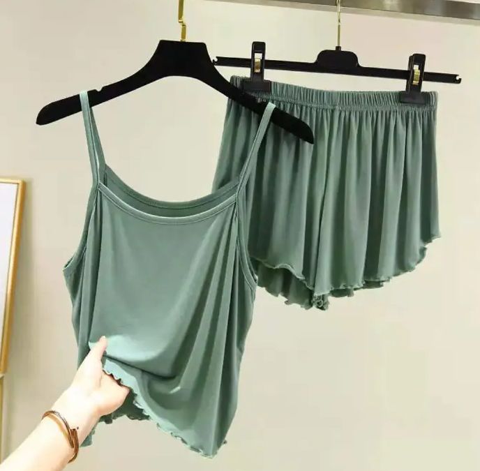 SL Women's Sleepwear Pajamas Leisure Wear ladies camisole Loose Home Suits tops+trousers (Pack of 2)