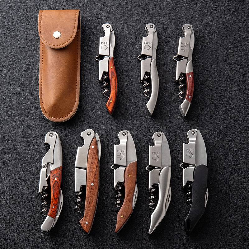 1pc Stainless Steel Wood Handle Wine Corkscrew Professional Wine Opener Portable Screw Corkscrew Multifunction Beer Cap Bottle