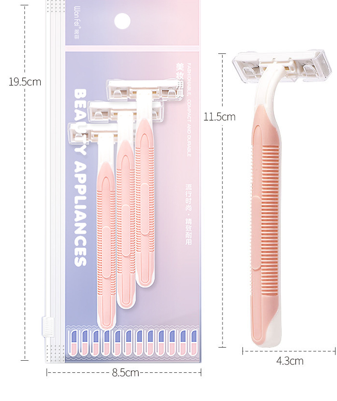 3 pcs Safety Razor 2-Blades Female Shaving Razor  manual women's razor private parts underarm armpit hair plastic razor