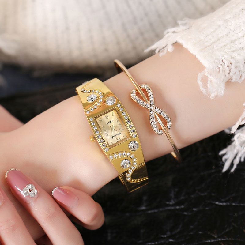 Women Watches Luxury Rose Gold Bracelet Watch Women'S New Square Bracelet Diamond Retro Gold Watch