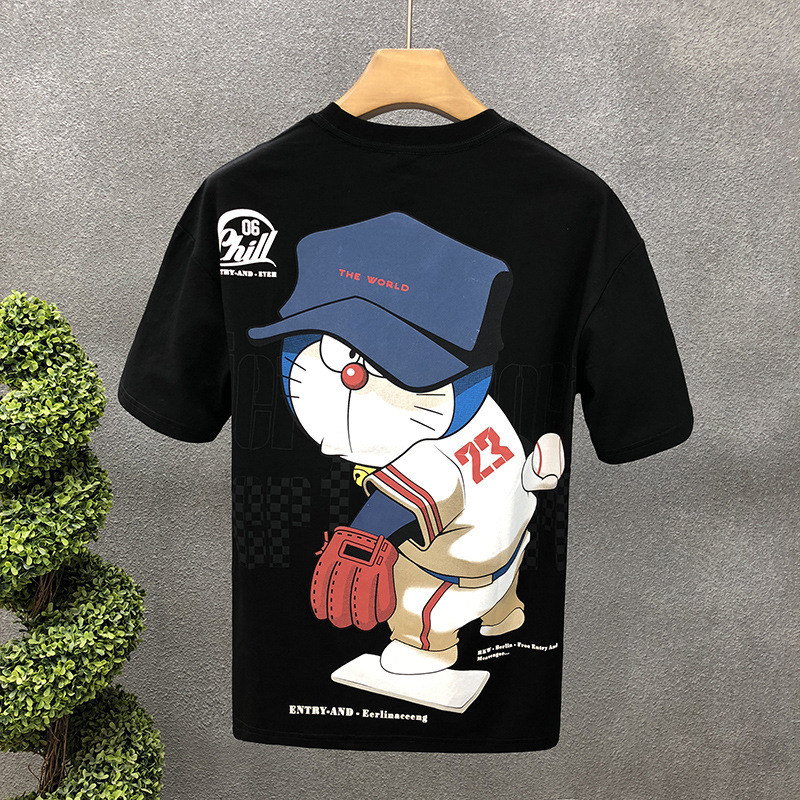 914 Fashion Casual Short-Sleeved T-Shirt Men's Solid Color Cotton T-shirt Round Neck Loose Half-Sleeve