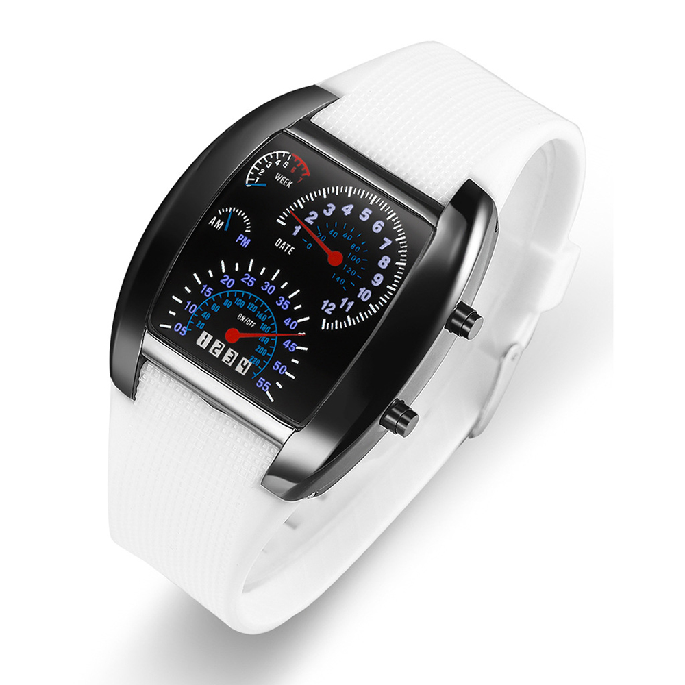 Aviation LED electronic watch fan-shaped instrument panel watch men's electronic sports watch
