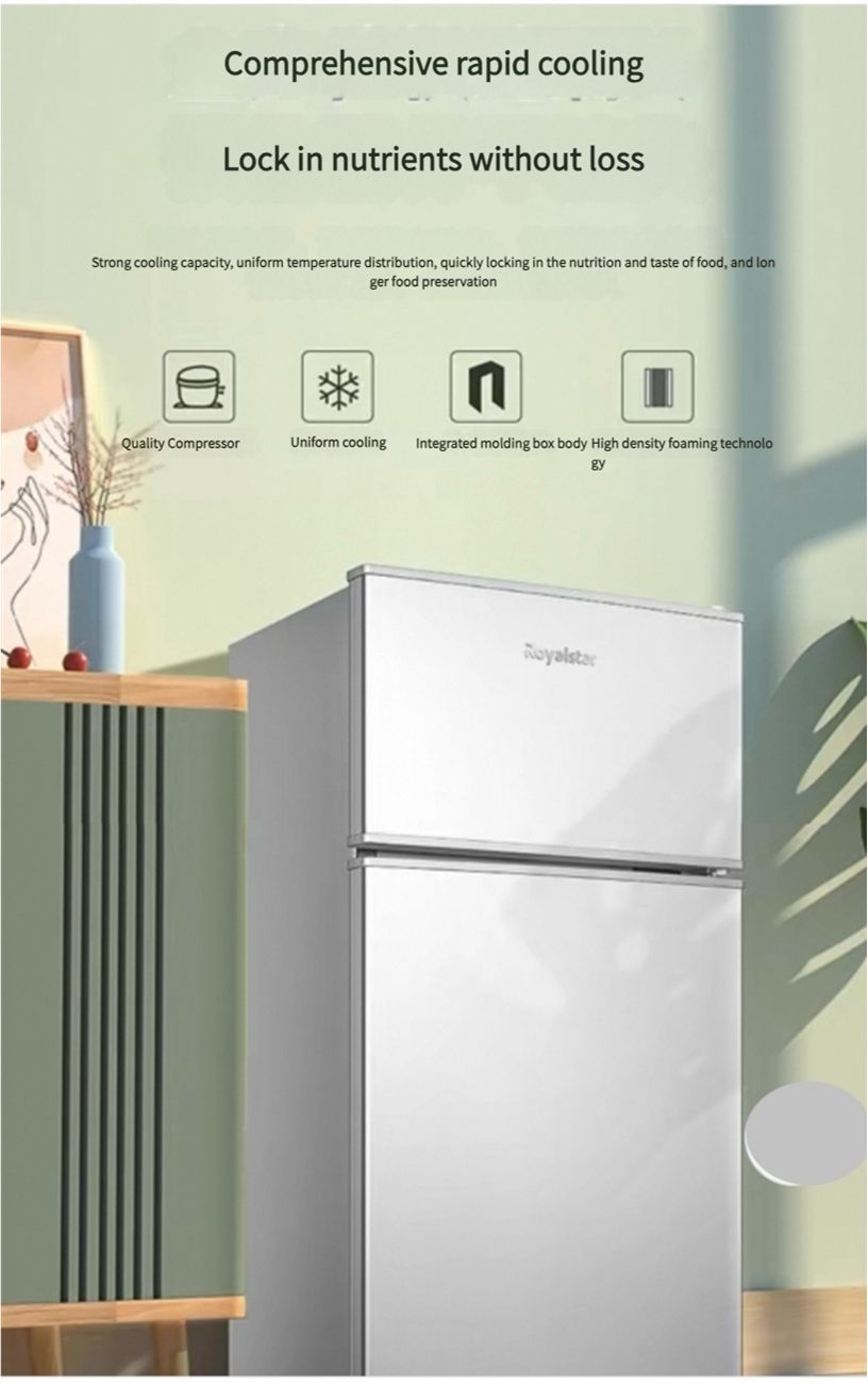 First level energy-saving Rongshida small refrigerator, household small rental room, dormitory, single person office, mini double door refrigerator