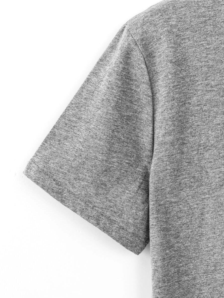 DX030# Plus Slogan Graphic Round Neck Tee T-Shirt