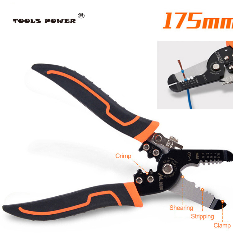 Tools power 175mm wire stripping pliers wire cutting pliers multi-function ring crimping pliers electrician stripping wire stripping pliers tool
