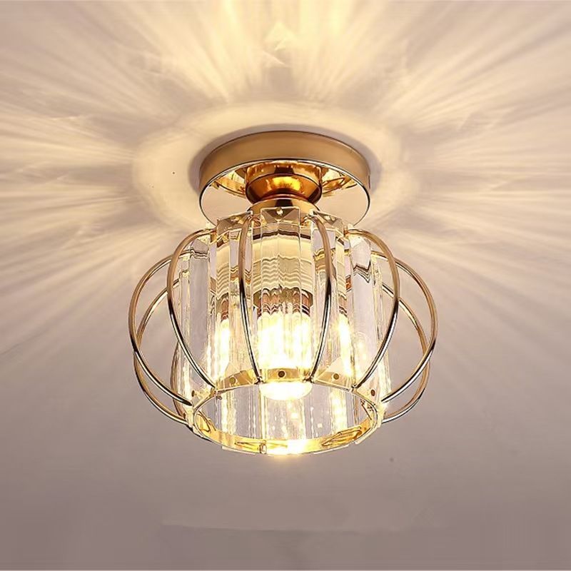 2026 New Round Crystal Ceiling Light, Modern Minimalist Small LED Flush Mount Lamp for Hallway Foyer Corridor Balcony