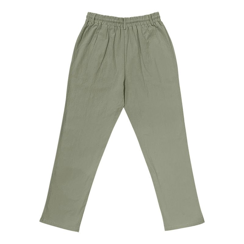Men's Bottoms Pants Casual American Men's Cotton Linen Pants Button Decoration Drawstring Summer Beach Pants Straight Tube Solid Color Breathable Pants