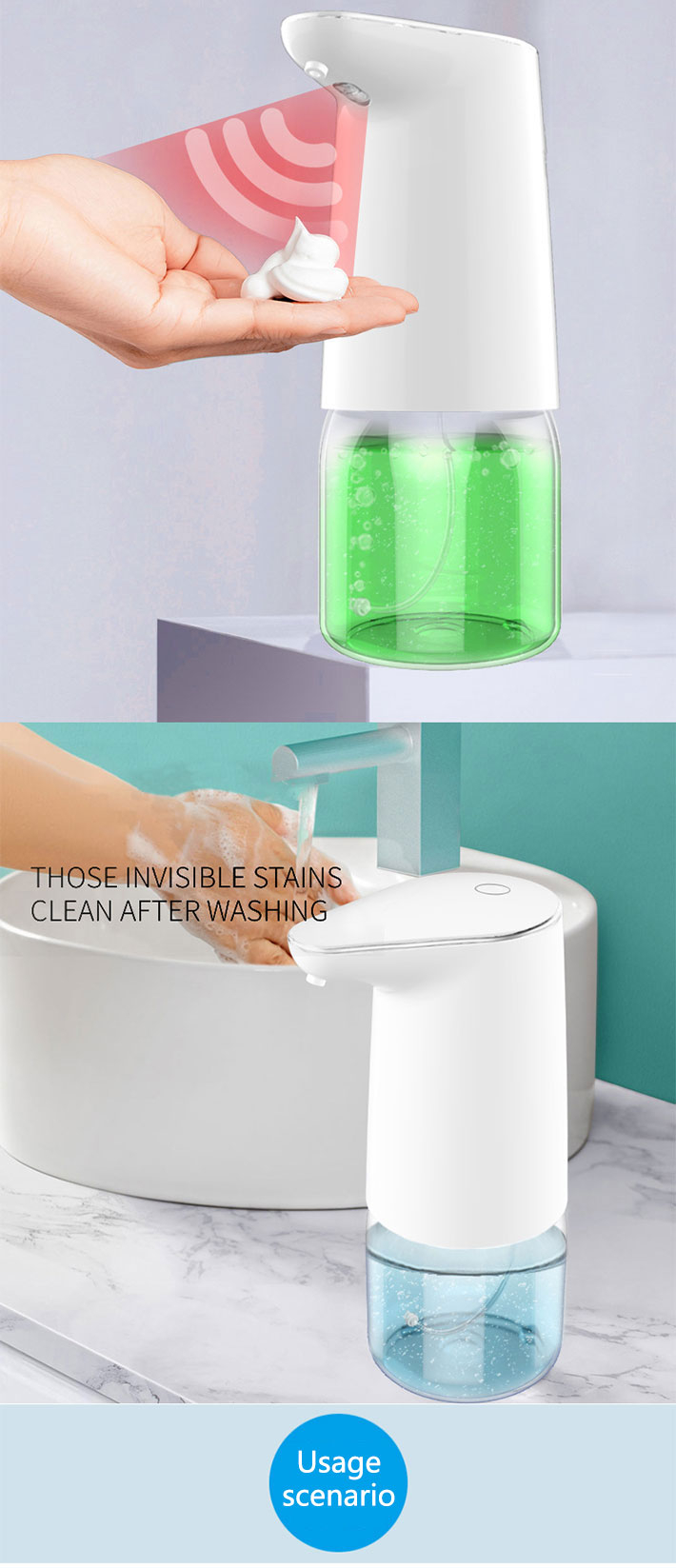Automatic Soap Dispenser, 17Oz / 500ml Touchless Battery Operated Foaming Soap Dispenser, w/Adjustable Soap Dispensing Volume Control