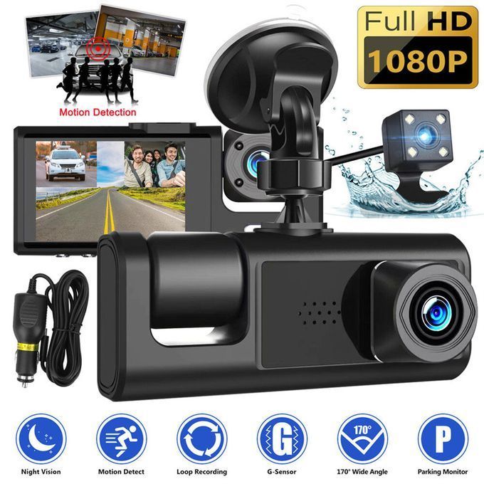 3 Cameras Dash Cam Multi-Language Clear Car Rearview Mirror Car Video Recording Camcorder