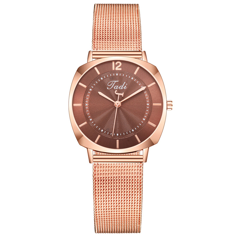 GD1015 Ladies Stainless Steel Mesh Watches Water Waves Face Fashion Minimalist Quartz Dress Watches for Women