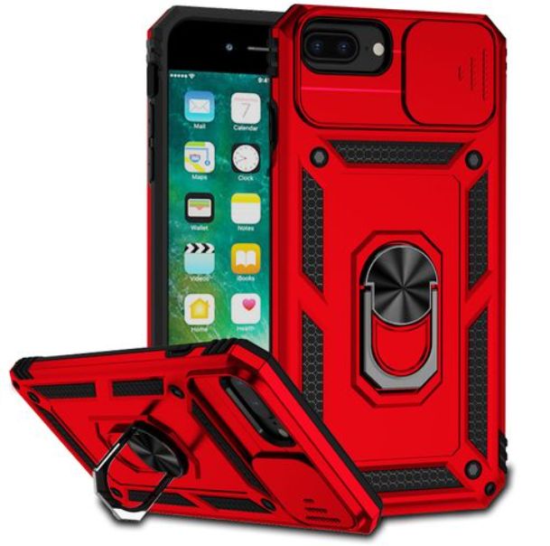 iPhone 8 Plus Case, Heavy Duty Protective Case With Ring Kickstand And Sliding Camera Cover For iPhone 8 Plus/7 Plus/6 Plus/6s Plus

RED