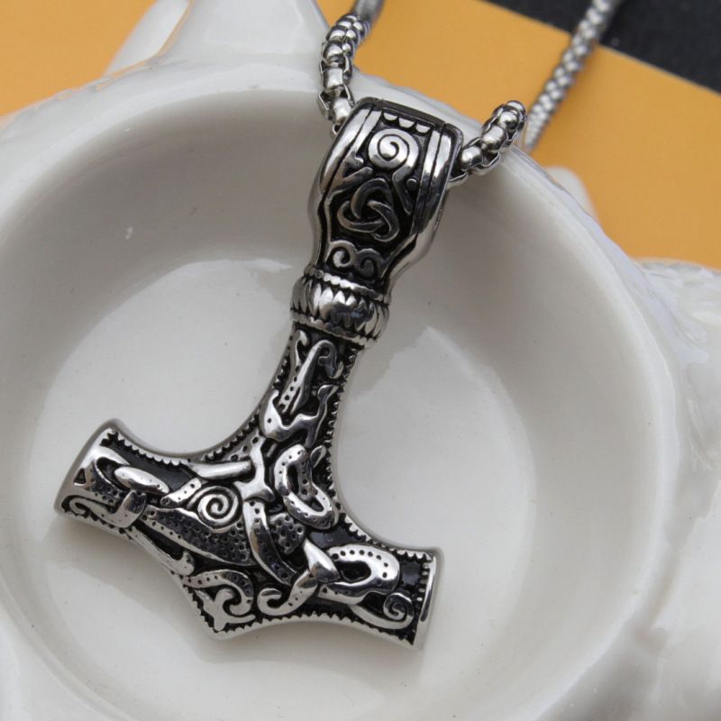 Necklace Personalized and Creative Titanium Steel Thor's Hammer Necklace Stainless Steel Jewelry CRRSHOP free shipping pendant necklace 60cm titanium steel chain