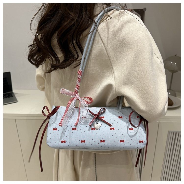 New Arrival Minimalist Women Underarm Bag, Fashion Bow Polka Dot Shoulder Bag, Sweet & Casual Ins Style Handbag
