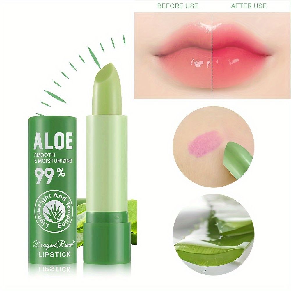 Buy 1 Get 1 Free - 2-Piece Fruit-Flavored Aloe Lip Balm Set, Color-Changing with Temperature, Moisturizing Nourishment, Natural Beauty Enhancer