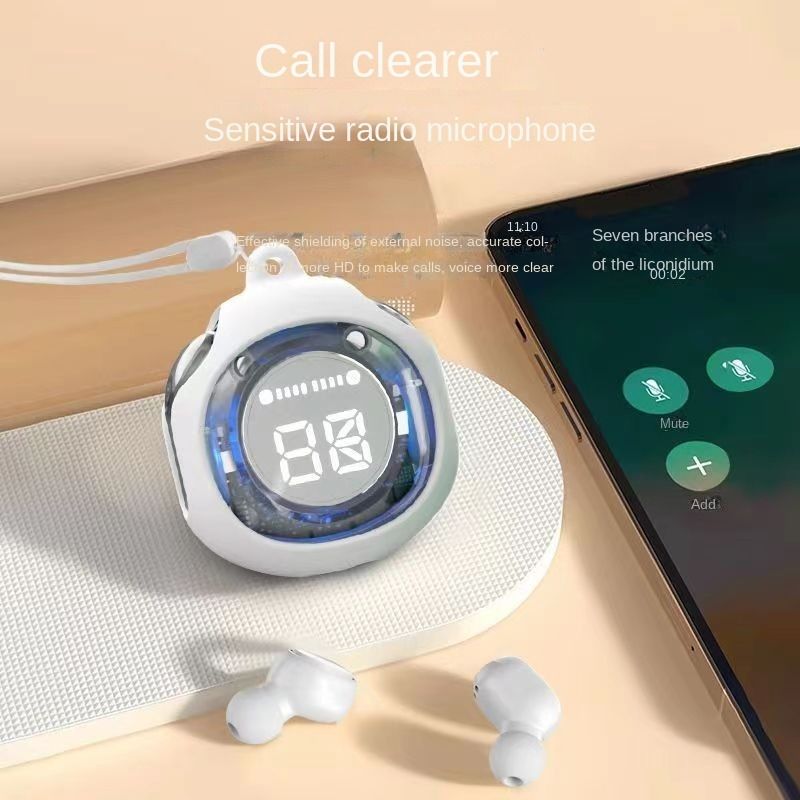 New sports Bluetooth HK6 headphones transparent digital display long battery life transparent second-generation noise reduction