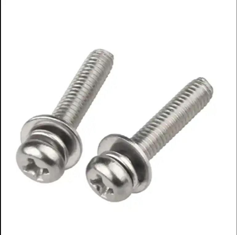 Nickel-plated pan head cross with pad round head three combination screws spring pad m2 screws M3 M4 M5 M6 40 10 10