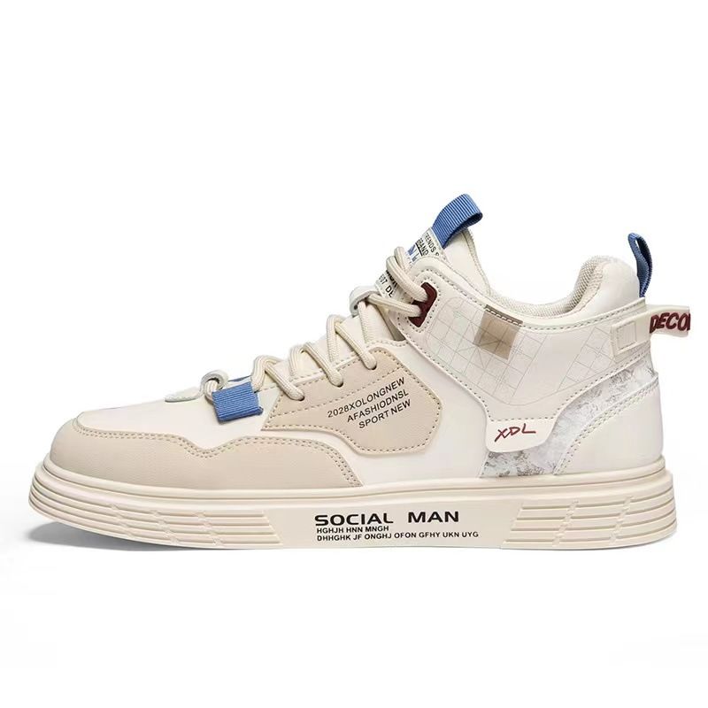 Skateboarding Shoe New High Top Shoes for Spring Summer Men's Flat Bottomed Board Shoes Trendy Versatile Student Casual Single Shoes for Men