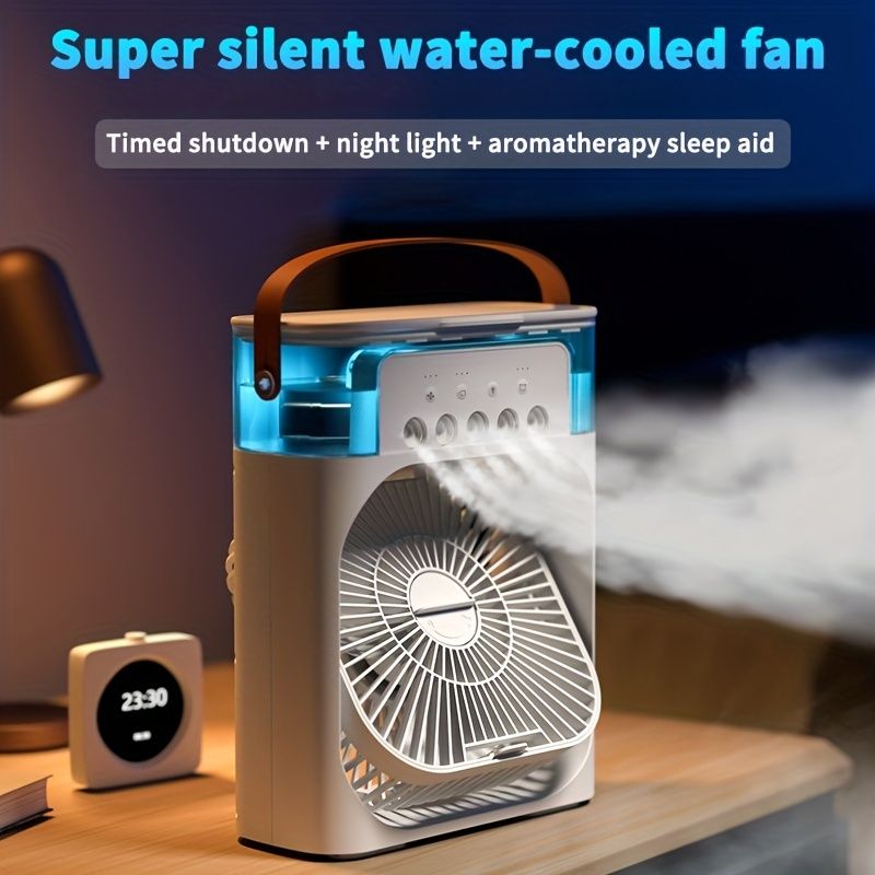 Five-hole spray fan humidification refrigeration air conditioning fan desktop dormitory mini air cooler USB fan