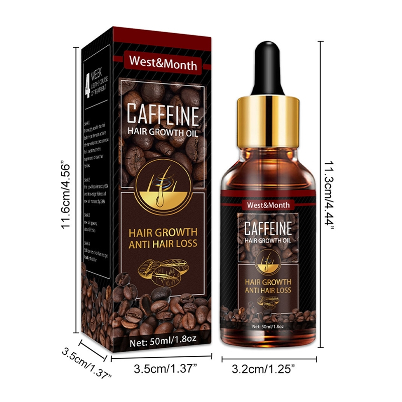 West&Month 50ml Hair Growth Oil Natural with Caffeine, Biotin and Castor, Hair Essential Oil for Hair Care Nourishing and Softening