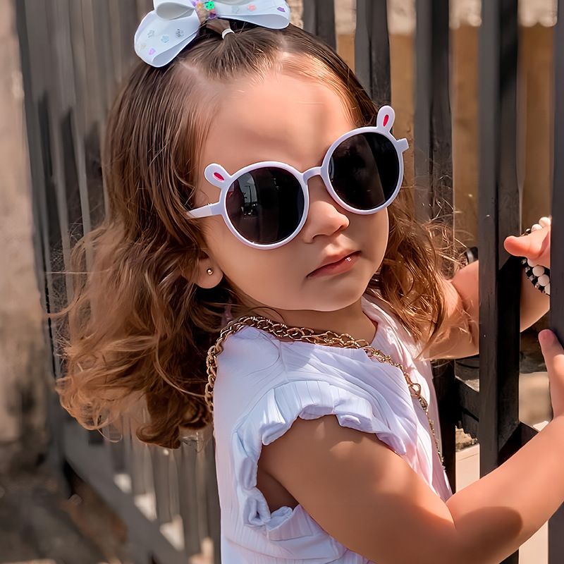 1545 Children Sunglasses Baby Sun Glasses Rabbit Ears Trendy Boys Girls Cute UV400 Kids Round Shades