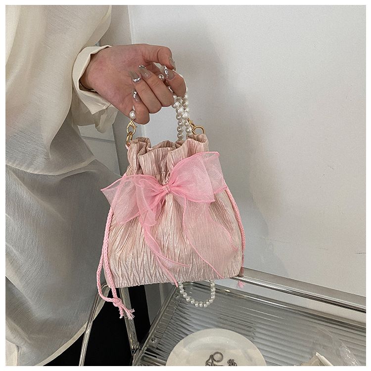 2025 Summer Trendy New Women's Bag, Pearl Pleated Crossbody Bag for Women, Fashion Versatile Single-Shoulder Bag, Korean Niche Texture Ladies' Bag