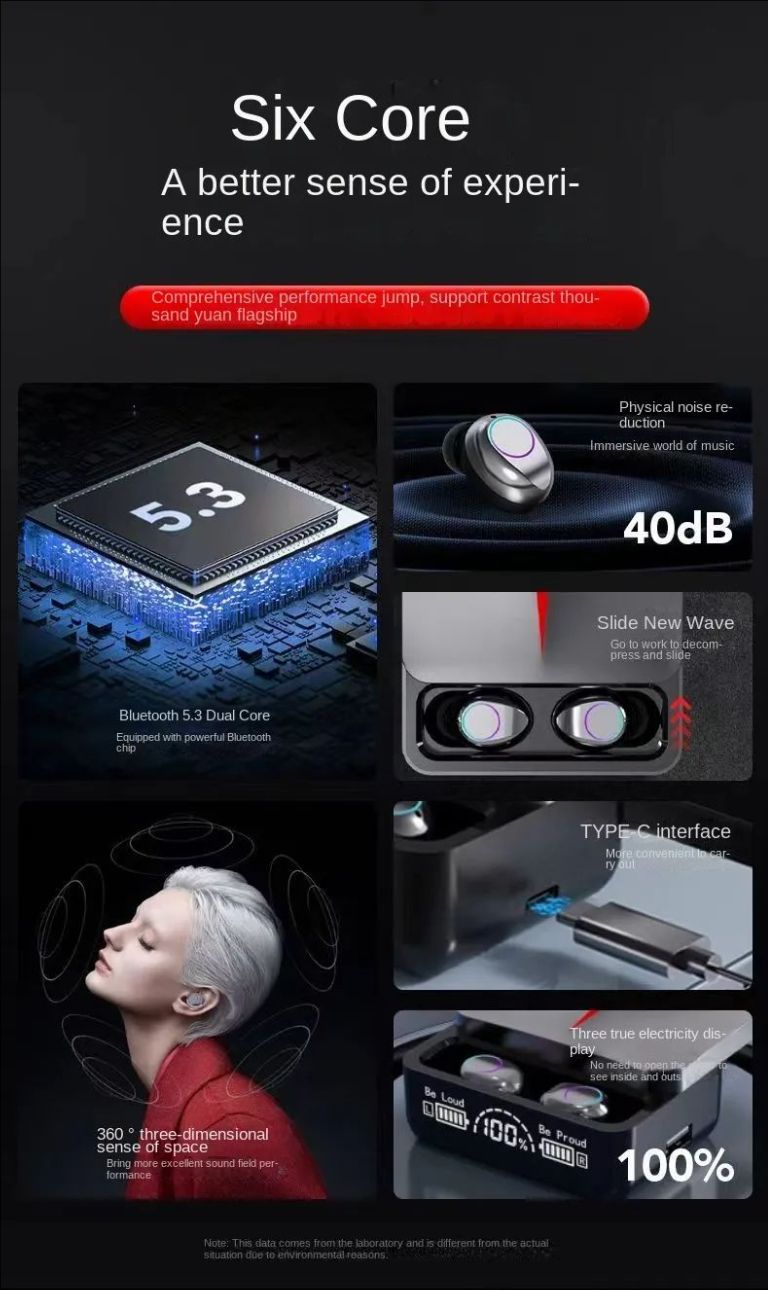 M90-PRO high-end slider wireless Bluetooth headset game call noise reduction and long battery life Huawei Apple GM