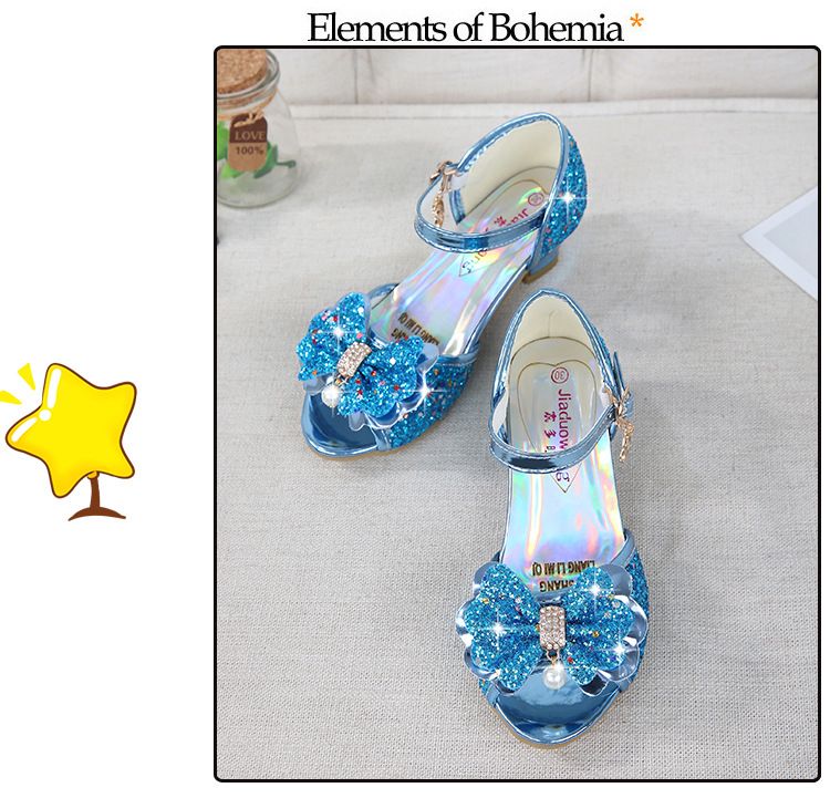 Dress Shoes Dreamy Girl's High Heels Children's Princess Sandals Bow Tie Children's Shoes Crystal Heeled Shoes