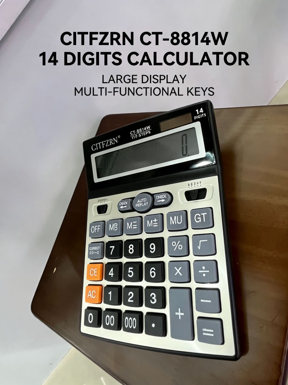 Battery Operated Professional Financial Calculator Large Button HD Display Desktop Calculating Machine for Office Accounting Business Home Use