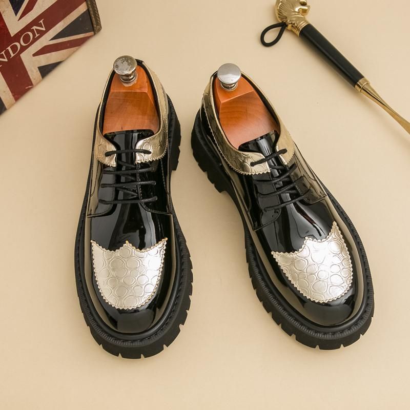 Men's 46 Big & Tall Glossy Slip-On Loafers 2025 A/W Formal Wedding Shoes Shiny Leather Dress Shoes Business Oxfords for Wide Feet