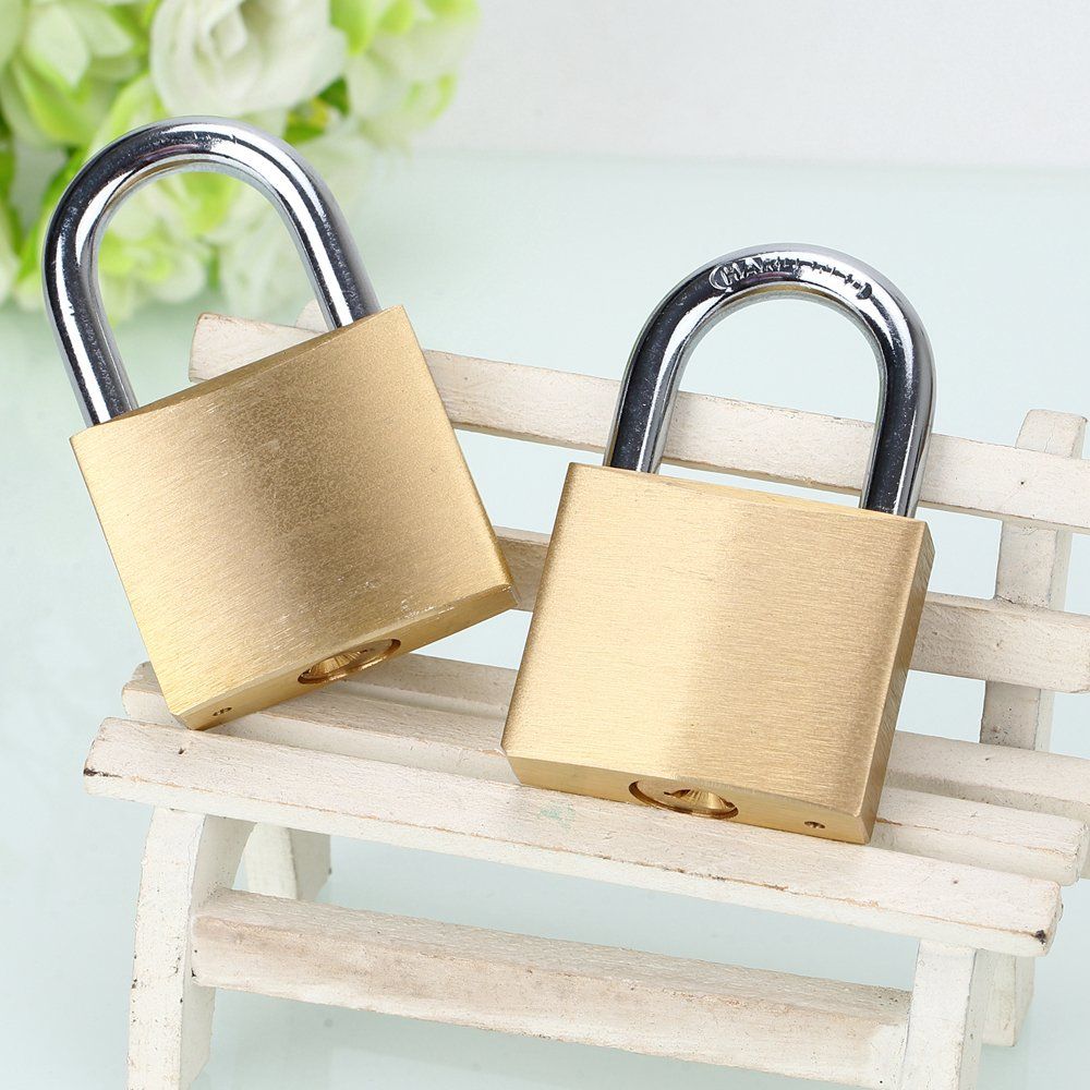 Solid Brass Padlock with Key Wide Lock Body, Small Keyed Padlock for Sheds, Storage Unit School Gym Locker, Fence, Toolbox, Hasp Storage