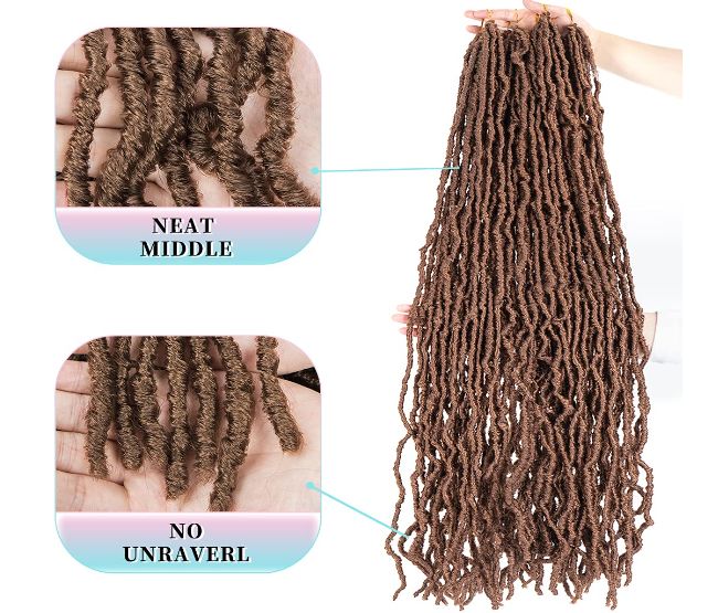 Obaasima Strands Faux Locs Crochet Braids Hair Pre Looped Soft Dreadlocks Braiding Hair Goddess Faux Locs Pack- Soft Locs Crochet Hair BROWN (350#)