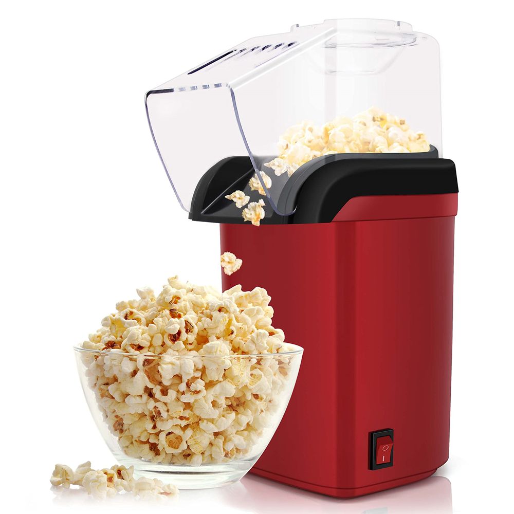 Hot Air Popcorn Popper, Electric Popcorn Maker, Mini Popcorn Machine with Measuring Cup and Top Lid for Party, Home and Family