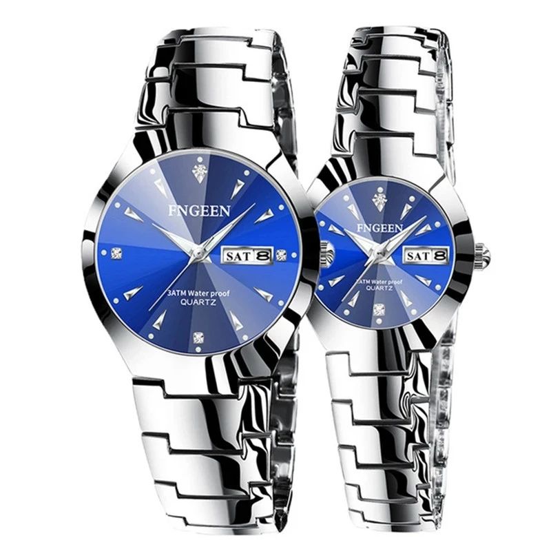 FNGEEN 5808 Relogio Feminino Couple Watch Men Quartz watch for Lovers Luxury Womens wristwatch Stainless Steel Waterproof
